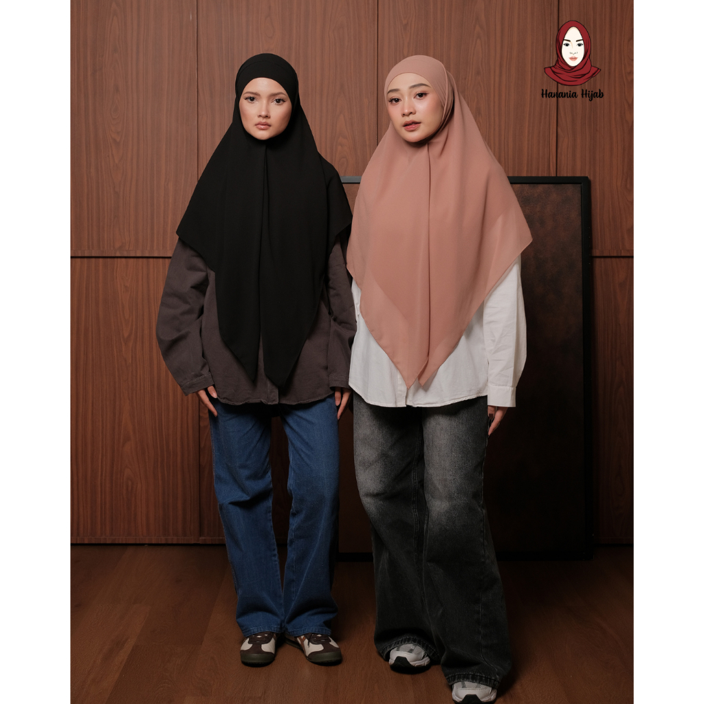 Hanania Hijab - Aura Khiban French Square Segiempat Tali Size M | Khimar Bandana Ceruty Babydoll