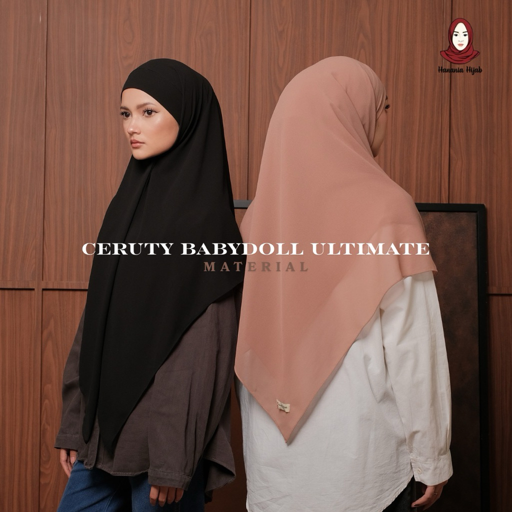 Hanania Hijab - Aura Khiban French Square Segiempat Tali Size M | Khimar Bandana Ceruty Babydoll