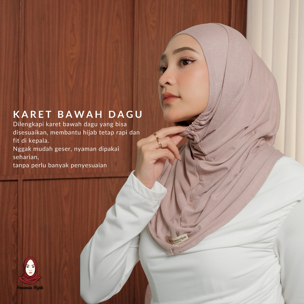 Hanania Hijab - Bergo Instan Padel Size S Karet Dagu Softpad Rayon Cooltech