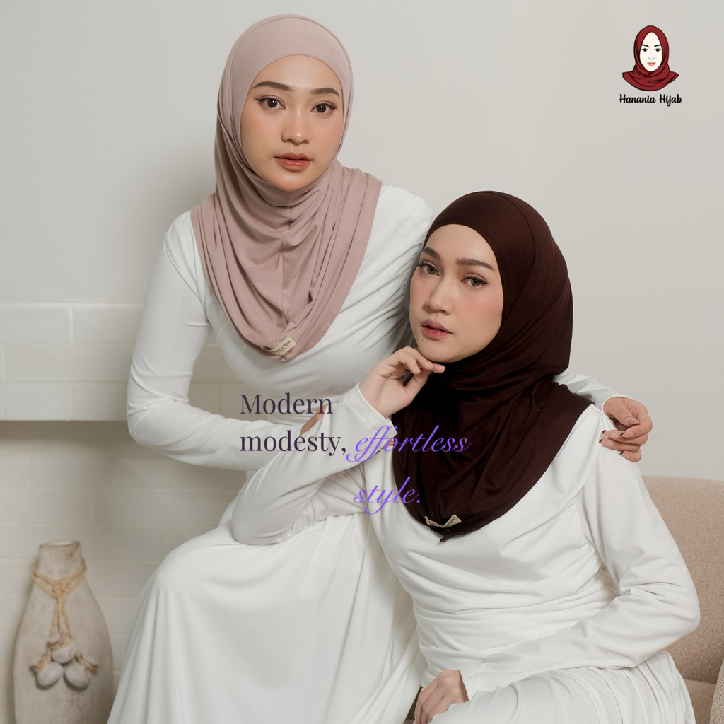 Hanania Hijab - Bergo Instan Padel Size S Karet Dagu Softpad Rayon Cooltech
