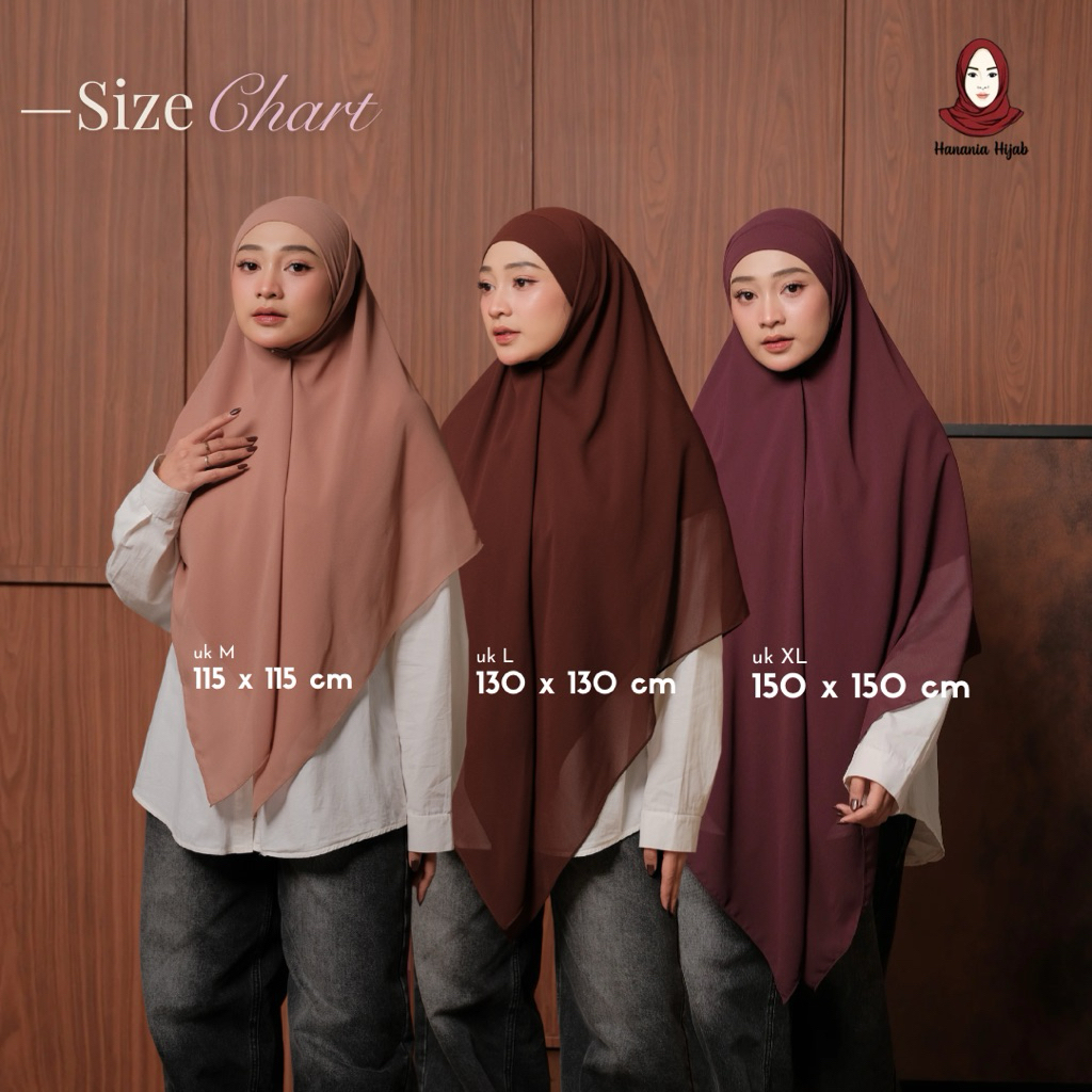 Hanania Hijab - Aura Khiban French Square Syar'i L Segiempat Tali | Khimar Bandana Ceruty Babydoll