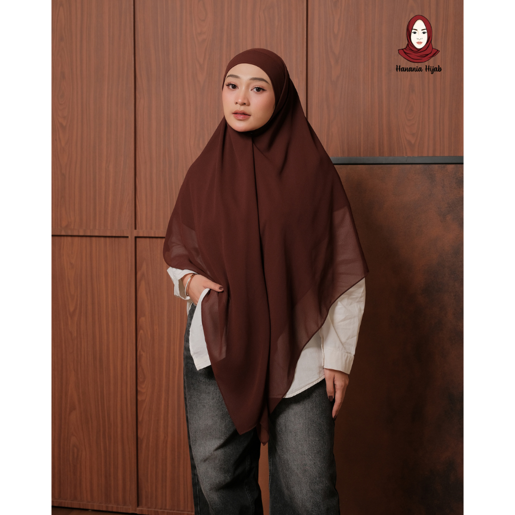 Hanania Hijab - Aura Khiban French Square Syar'i L Segiempat Tali | Khimar Bandana Ceruty Babydoll