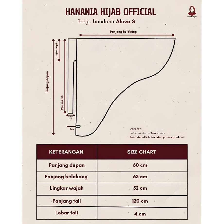 Hanania Hijab - Aleva Bergo Instan Bandana Size S Rayon Bamboo